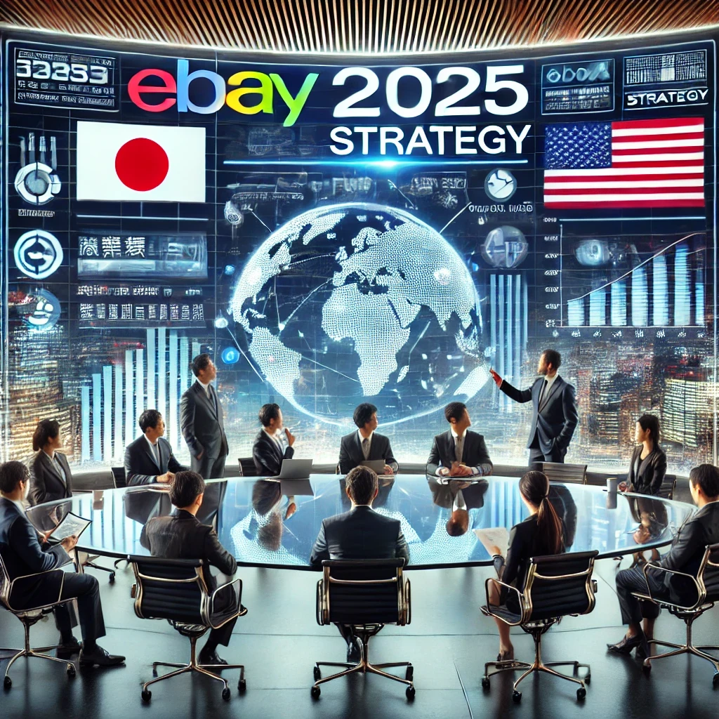 DALL·E 2025-03-20 13.37.41 – A futuristic business meeting scene with a diverse group of professionals discussing future global strategies. The setting includes a large digital sc